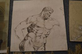 A small group of watercolours and drawings, unframed.