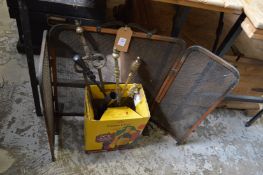 Spark guard and fireside tools.