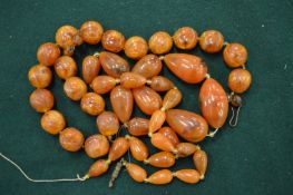 Amber bead necklace.