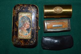 A tortoiseshell cigar case, snuff box etc.