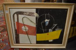 Abstract oil on board and another similar.