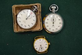 A wristwatch and two stop watches.