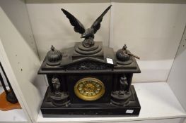 A large Victorian slate mantel clock.