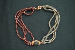 A decorative bead necklace.