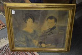 Continental School, double portrait of a noble couple, watercolour on paper laid onto canvas.