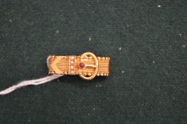 A 9ct gold and gem set mesh ring.