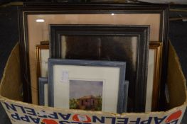 A quantity of paintings and prints.