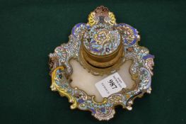 An ormolu and champleve enamel desk stand.