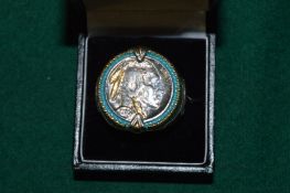 Decorative silver ring.