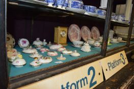 A quantity of decorative china to include cups and saucers, porcelain lids etc.