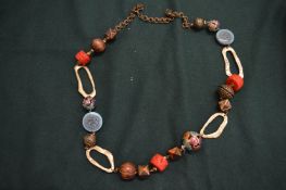 A decorative bead necklace.