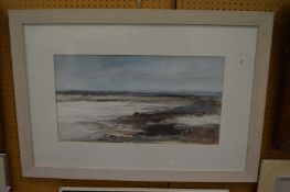 Circle of Wendy McBride, extensive view of a rocky beach, oil on paper.