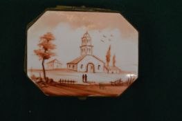 Continental porcelain casket with hinged cover.