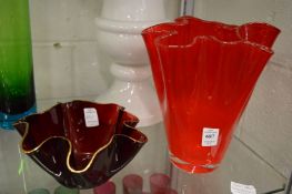 Two 'Handkerchief' glass vases.