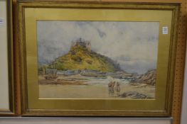 George Hodgson, St Michaels Mount, Cornwall, watercolour, signed.