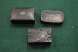 Three papier mache snuff boxes.