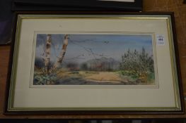 Raymond Davies, Autumn on Horsell Common, Surrey, watercolour.