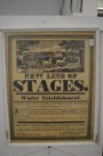 An American stage coach advertising poster.
