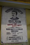 A novelty printed metal sign 'Gentlemans club'.