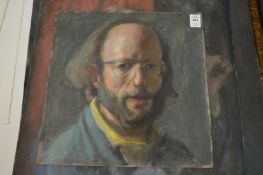 George Weissbort, a group of four self portraits, oil on board, unframed.
