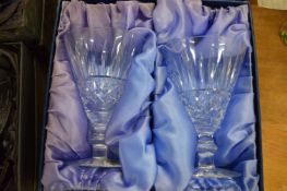 Quantity of Waterford wine glasses, boxed.