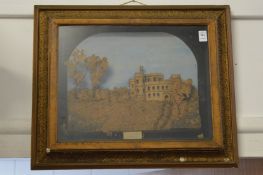 A cork model of Inveraray Castle in Scotland, framed and glazed.