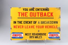 AN AUSTRALIAN ENAMEL OUTBACK SIGN. 15ins x 23ins.