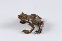A JAPANESE BRONZE FROG. 2ins.