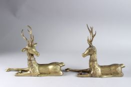 A PAIR OF ASIAN BRONZE DEER.