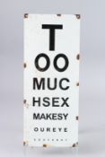 A BLACK AND WHITE OPTICIAN'S SIGN. 22ins x 9ins.