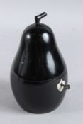 A GOOD PEAR TEA CADDY. 7.5ins high.