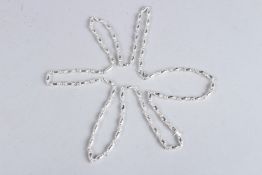 A HALLMARKED STERLING SILVER LOZENGE LINK NECKLACE. 85cms long.