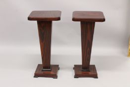 A GOOD PAIR OF ROSEWOOD DECO STYLE STANDS. 2ft 8ins high x 1ft 3ins square.