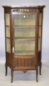 A GOOD 19TH CENTURY LOUIS XVI DESIGN VITRINE with three-quarter long drawer and shaped sides, ormolu