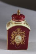 A VIENNA PORCELAIN TEA CANISTER AND COVER 