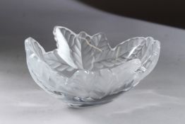 A VERY GOOD LALIQUE COMPIEGNE BOAT SHAPED BOWL. Engraved Lalique, France. 7.5ins wide.