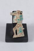 AN EGYPTIAN FIANCE AMULET ANUBIS DECORATED on both sides. 2.25ins