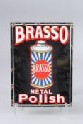 AN ENAMEL BRASSO SIGN. 14ins x 10ins.