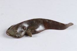A JAPANESE BRONZE CATFISH. 4.75ins.