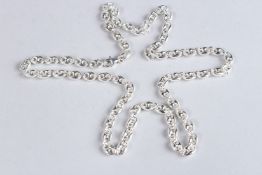A HALLMARKED STERLING SILVER SHIPS LINK NECKLACE. 60cms long.