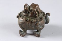A MINIATURE BRONZE DRAGON CUP. 2ins.