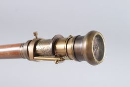 A WALKING STICK WITH COMPASS HANDLE.