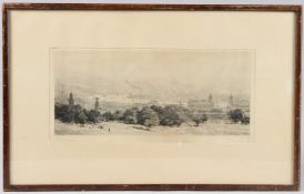 WILLIAM LIONEL WYLLIE RA (1851-1931) 'The Thames from Greenwich Park' drypoint, signed in pencil,