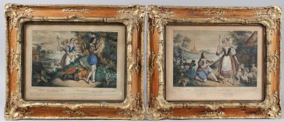 FRENCH SCHOOL (19TH CENTURY) A pair of woodland scenes with young man pursuing his sweetheart,