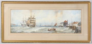 THOMAS BUSH HARDY (1842-1897) shipping at the entrance to Portsmouth Harbour, watercolour, signed,