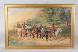 GEORGE HENRY LAPORTE (1799-1873) scene from Ivanoe, procession of horse riders on a woodland path