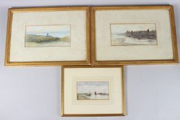 PARSONS NORMAN East Anglian river scene, watercolour, signed, 10cm x 17cm and two other watercolours