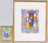 ILLUMINATED MANUSCRIPT (20TH CENTURY) Madonna and child attended by angels, 23cm x 17cm and