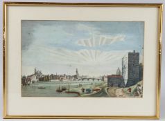 AFTER PAUL SANDBY 'Windsor' hand coloured etching, 18cm x 26cm together with seven other etchings