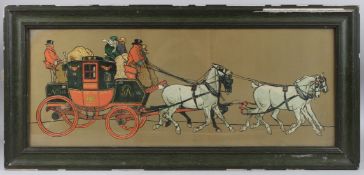 CECIL ALDIN (1870-1935) Glasgow & London Royal Mail stagecoach with passengers, pulled by four